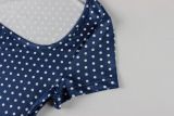 Autumn Women's Polka Dot Print Slim Waist Slim Fit U-Neck T-Shirt