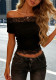 Summer Women's Lace Off Shoulder Sexy Slim Waist Slim Fit Short Sleeve T-Shirt