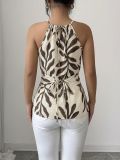 Summer Women's Chic Printed Sleeveless Halter Neck Tie-Detail Top