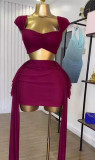 Summer Women's Sexy Low Back Lace-Up Slim Fit Bodycon Skirt Set