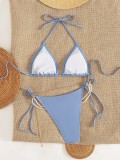 Women's Sexy Low Back Lace-Up Halter Neck Cutout Bikini Swimsuit