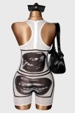 Women's Printed Sleeveless See-Through Slim Fit Jumpsuit