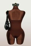 Sexy Deep V Halter Neck Cutout Ring Slim Fit Jumpsuit
