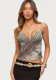 Women's Trendy Zebra Print V-Neck Slim Fit Crop Strap Tank Top