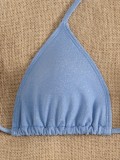 Women's Sexy Low Back Lace-Up Halter Neck Cutout Bikini Swimsuit