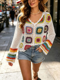 Women's Hollow Crochet Floral Knitted Beach Cover-Up