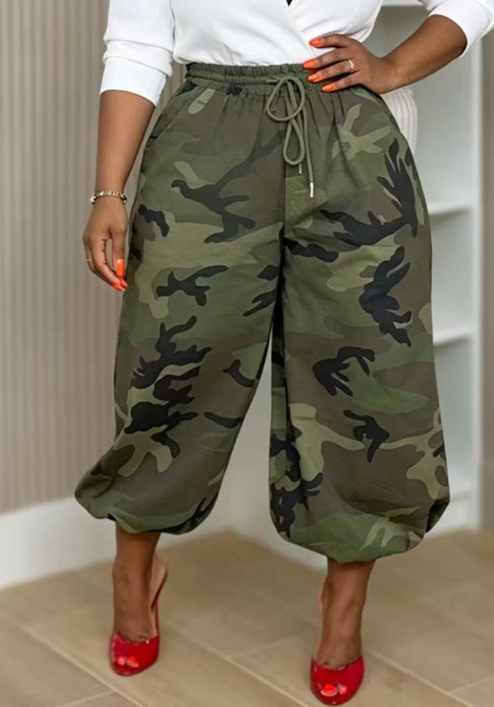 Drawstring Loose Camouflage Jogger Pants for Activewear