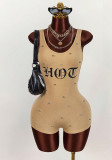 Women's Sexy Low Back Studded Strap Short Jumpsuit