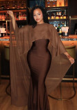 Spring Sexy Long Strap Dress & Shawl Set