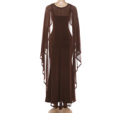 Spring Sexy Long Strap Dress & Shawl Set