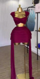 Summer Women's Sexy Low Back Lace-Up Slim Fit Bodycon Skirt Set