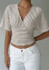 Women's V-Neck Striped Slim Waist Slim Fit Bat Sleeve Knitted Crop Top