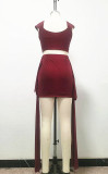 Summer Women's Sexy Low Back Lace-Up Slim Fit Bodycon Skirt Set