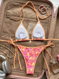 Women's Printed Triangle Lace-Up Charm Bikini Two-Piece Swimsuit