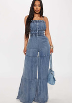 Women's Fashion Casual Sexy Strap Denim Wide-Leg Jumpsuit Women's Fashion Casual Sexy Strap Denim Wide-Leg Jumpsuit