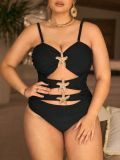 Summer Plus Size Metal Starfish Cutout & Adjustable Straps One-Piece Swimsuit