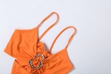 Spring Holidays Sexy Halter Neck Bandeau Top Split Ruffle Maxi Skirt Set