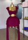 Summer Women's Sexy Low Back Lace-Up Slim Fit Bodycon Skirt Set