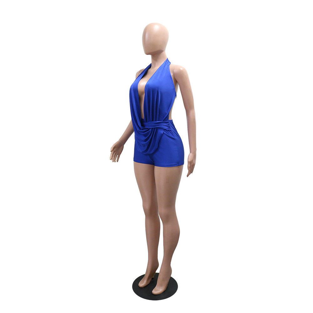 Lace-Up Halter Neck Backless Jumpsuit for Party Wear