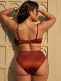 Plus Size Solid High-Waist Two-Piece Bikini Swimsuit