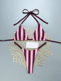 Women Striped Tie-Up Sexy Bikini Beach Two-Piece Swimwear