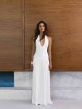 Women Holidays V-Neck Pleated Halter Neck Maxi Dress