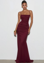 Women Elegant Spaghetti Strap Backless Off Shoulder Bodycon Mermaid Maxi Dress Women Elegant Spaghetti Strap Backless Off Shoulder Bodycon Mermaid Maxi Dress