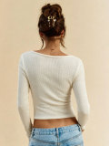 Women Round Neck Knitting Basic Long-Sleeve Top
