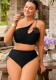Plus Size Women One-Shoulder Irregular Swimwear Two-Piece Set