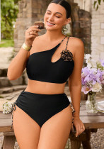 Plus Size Women One-Shoulder Irregular Swimwear Two-Piece Set Plus Size Women One-Shoulder Irregular Swimwear Two-Piece Set