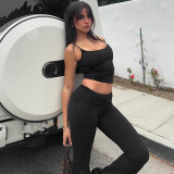 Women Casual Camisole Top and Bell Bottom Pants Two-Piece Set