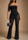 Women Sexy and Elegant Strapless Top and Lace Pants Two-Piece Set