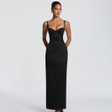 Women Spaghetti Strap Sexy Slit Bodycon Dress