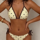 Women Polka Dot Brown Sexy Bikini Swimwear