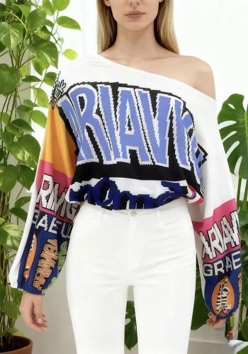 Women Casual Slash Shoulder Top T-Shirt