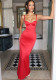 Women Spaghetti Strap Sexy Slit Bodycon Dress