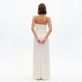 Women Holidays V-Neck Pleated Halter Neck Maxi Dress
