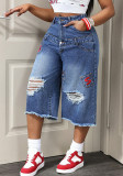 Women Casual Ripped Summer Denim Capri Pants