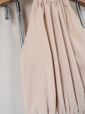 Women Summer Elegant Beige Halter Neck Sleeveless Mini Dress