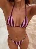 Women Striped Tie-Up Sexy Bikini Beach Two-Piece Swimwear