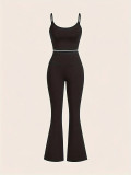 Women Casual Camisole Top and Bell Bottom Pants Two-Piece Set