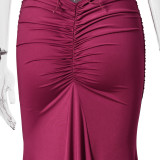 Women Elegant Spaghetti Strap Backless Off Shoulder Bodycon Mermaid Maxi Dress
