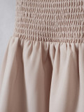 Women Summer Elegant Beige Halter Neck Sleeveless Mini Dress