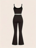 Women Casual Camisole Top and Bell Bottom Pants Two-Piece Set