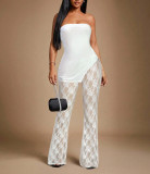 Women Sexy and Elegant Strapless Top and Lace Pants Two-Piece Set