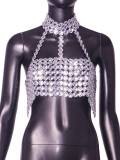 Women's Fashion Style Gemstone Patchwork Halter Neck Vest