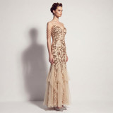 Sexy Sequin Fringe Slim Fit Mermaid Formal Party Evening Gown