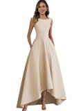 Legant Sleeveless Slim Waist Satin High-Low Cocktail Dress（Processing time need 3-6 days）