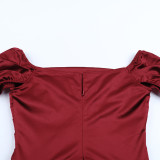 Fall Women's Off Shoulder Satin Split Sexy Dress