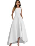 Legant Sleeveless Slim Waist Satin High-Low Cocktail Dress（Processing time need 3-6 days）